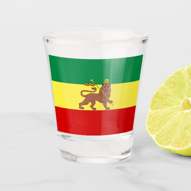 Rastafarian Flag (Rastafarianism) (Rasta) Schnapsglas (Vorderseite)