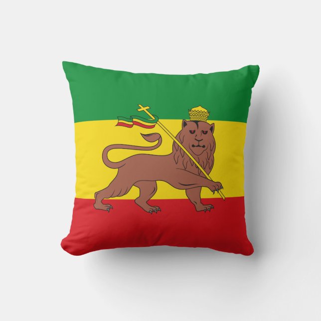 Rastafarian Flagge von Äthiopien-Löwe von Judah Kissen (Vorderseite)