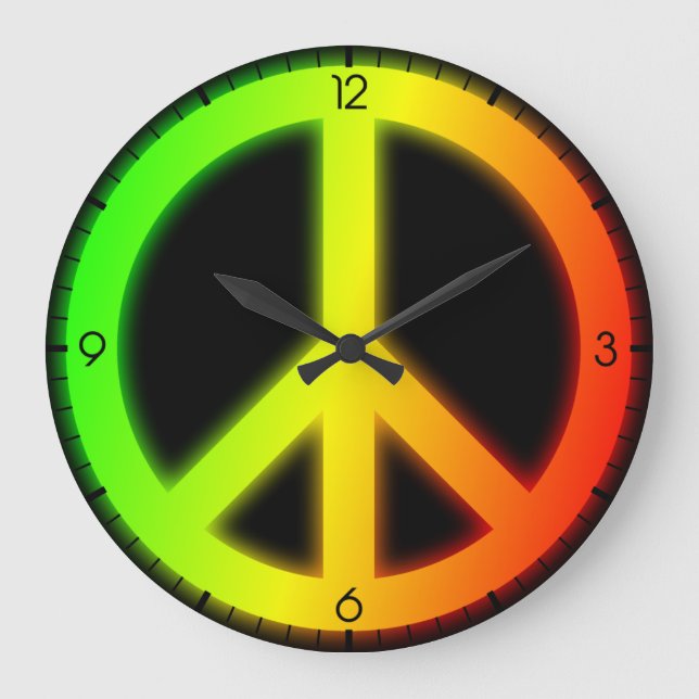 Rastafarian Friedenszeichen Große Wanduhr (Vorderseite)