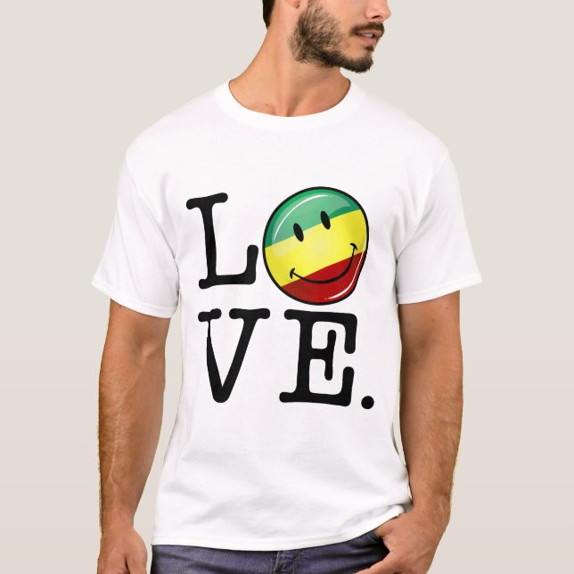 Rastafarian Liebe glückliche Rasta Flagge T-Shirt (Vorderseite)