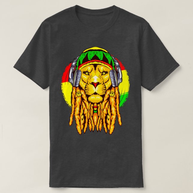 Rastafarian Lion Leo Zodiac Horoscope Astrologie T-Shirt (Design vorne)