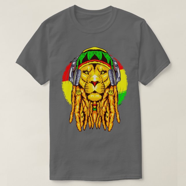 Rastafarian Lion Leo Zodiac Horoscope Astrologie T-Shirt (Design vorne)