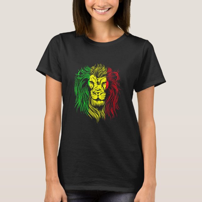 Rastafarian Lion Mandala Reggae Music Jamaica Rast T-Shirt (Vorderseite)