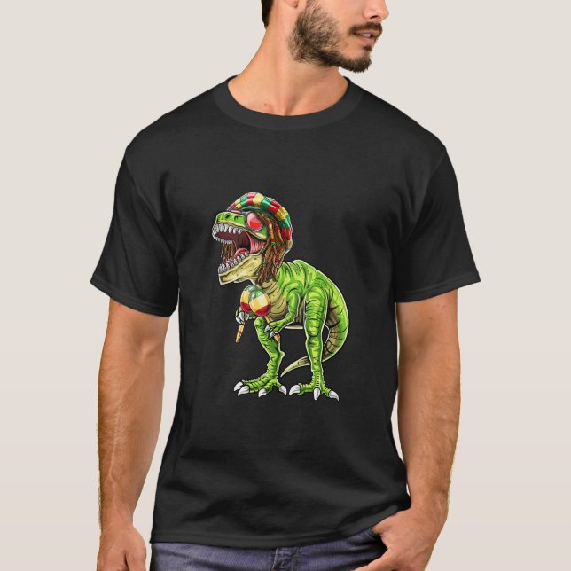 Rastasaurus Rex Rastafarian T Rex Dinosaur Reggae  T-Shirt (Vorderseite)