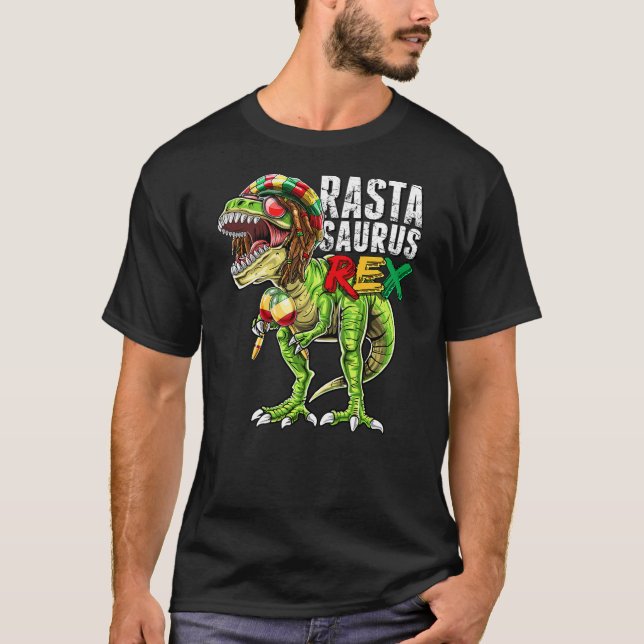 Rastasaurus Rex Rastafarian T Rex Dinosaur Reggae  T-Shirt (Vorderseite)