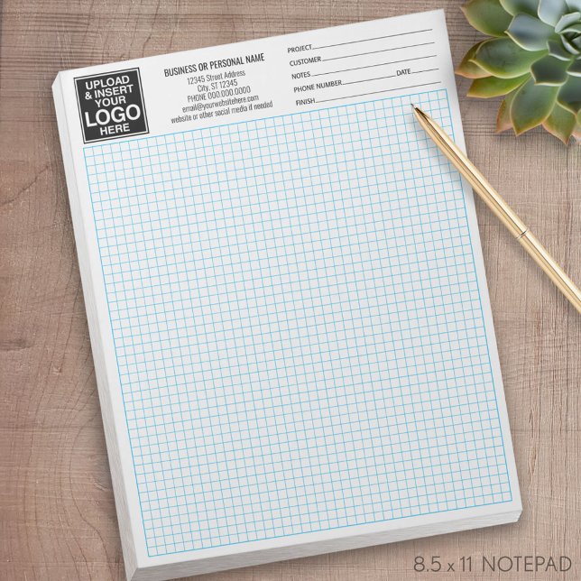 Raster 5 Quadrate pro Zoll - Graph Calcpad Logo Notizblock (Notepad with logo and grid lines)