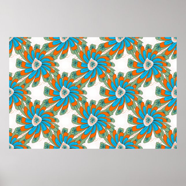 Raster Blumenmuster mit abstrakten Blume. Abstr Poster (Vorne)