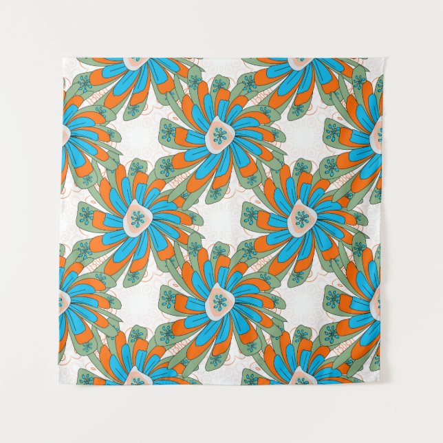 Raster Blumenmuster mit abstrakten Blume. Abstr Wandteppich (Vorderseite)