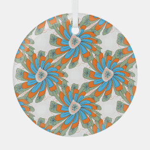 Raster Floral Abstrakt Textil Print Ornament Aus Glas