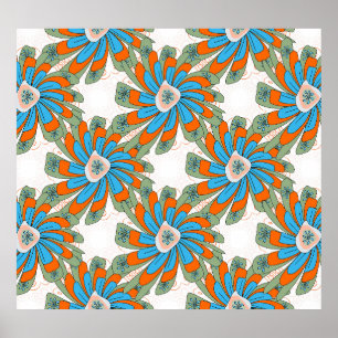 Raster Floral Abstrakt Textil Print Poster