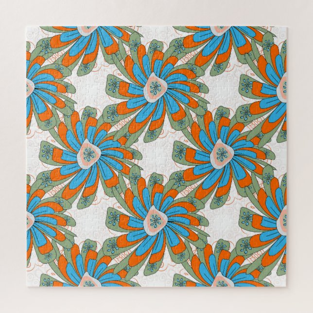 Raster Floral Abstrakt Textil Print Puzzle (Vertikal)