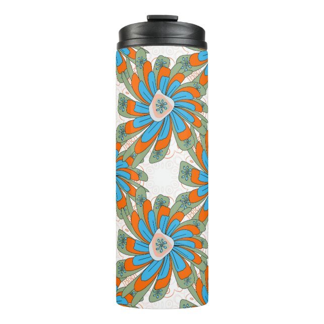 Raster Floral Abstrakt Textil Print Thermosbecher (Vorderseite)