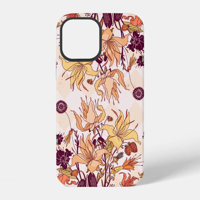 Rasterillustration. Helles Blumenmuster auf Farbe iPhone Hülle (Rückseite)