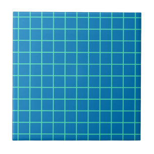 Rastermuster in Blau und Mintgrün Fliese