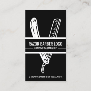 Rasur mit geradem Rasiermesser Friseur Visitenkarte