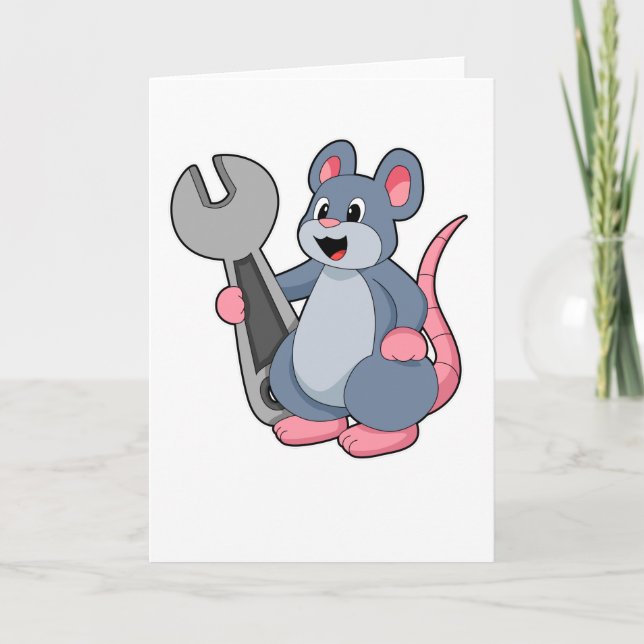 Rat als Mechaniker mit Wrench Karte (Vorderseite)