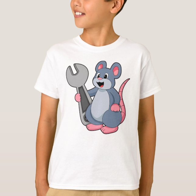 Rat als Mechaniker mit Wrench T-Shirt (Vorderseite)