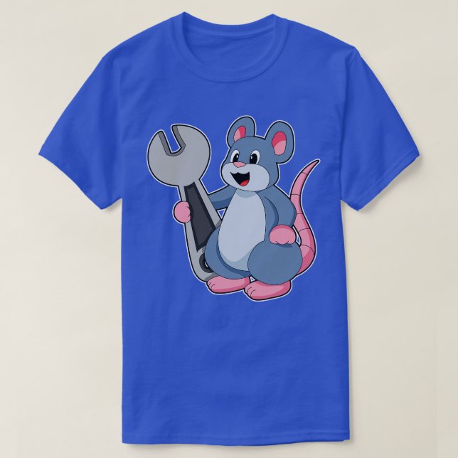 Rat als Mechaniker mit Wrench T-Shirt (Design vorne)