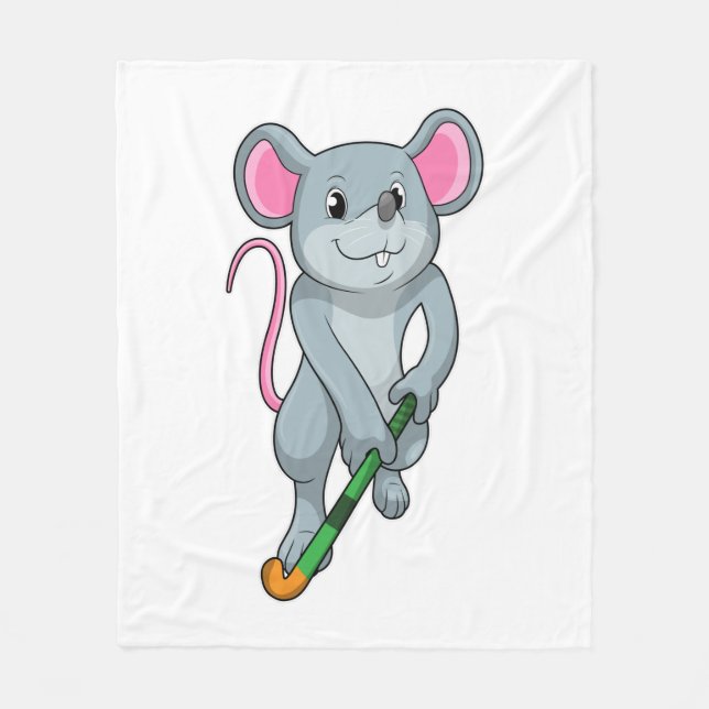 Rat auf Hockey mit Hockey-Fledermaus Fleecedecke (Vorderseite)