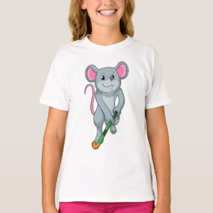 Rat auf Hockey mit Hockey-Fledermaus T-Shirt
