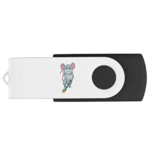 Rat auf Hockey mit Hockey-Fledermaus USB Stick
