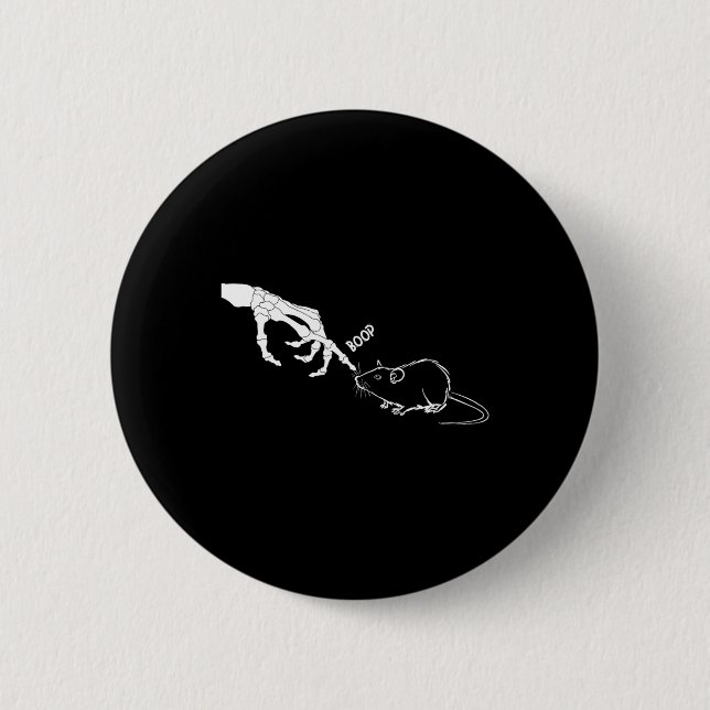 Rat Beängstigend Skeleton Hand Boop Spooky Hallowe Button (Vorderseite)