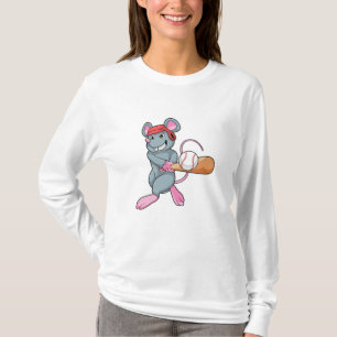 Rat bei Baseball mit Baseball Fledermaus und Helm T-Shirt