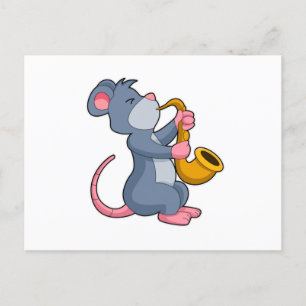 Rat bei Musik mit Saxophon Postkarte