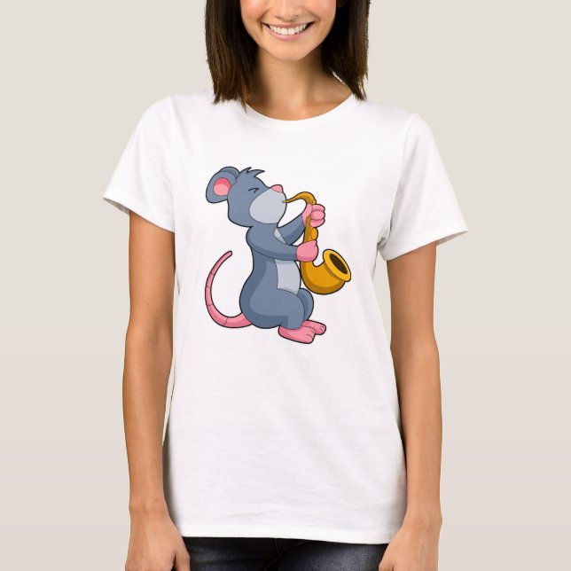 Rat bei Musik mit Saxophon T-Shirt (Vorderseite)