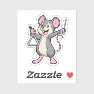 Rat bei Musik mit Triangel Aufkleber