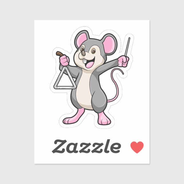 Rat bei Musik mit Triangel Aufkleber (Blatt)