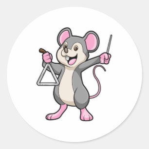 Rat bei Musik mit Triangel Runder Aufkleber