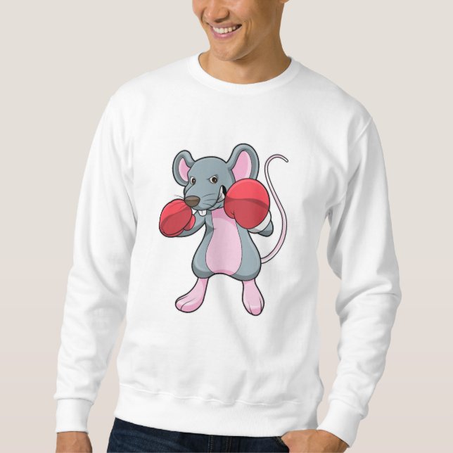 Rat beim Boxen mit Boxhandschuhen Sweatshirt (Vorderseite)