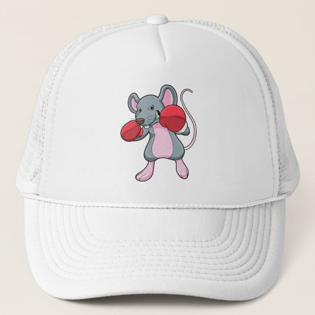 Rat beim Boxen mit Boxhandschuhen Truckerkappe (Vorderseite)