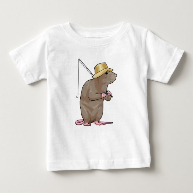 Rat beim Fischen mit Angelrute Baby T-shirt (Vorderseite)