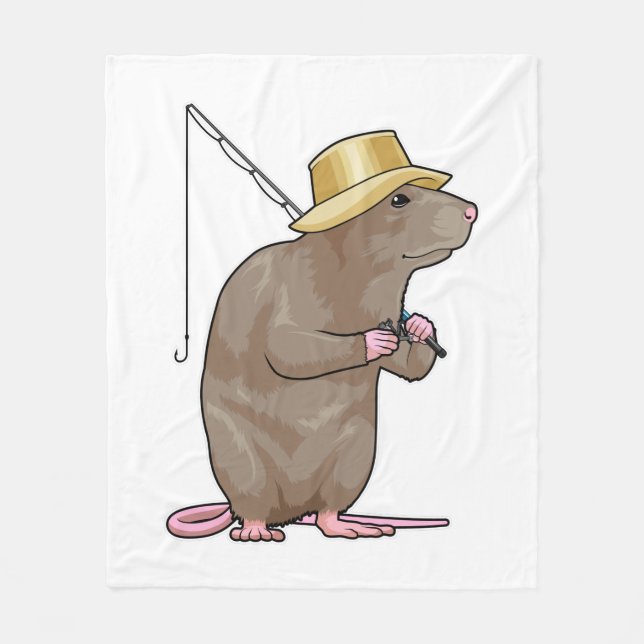 Rat beim Fischen mit Angelrute Fleecedecke (Vorderseite)