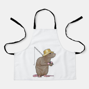 Rat beim Fischen mit Angelrute Schürze