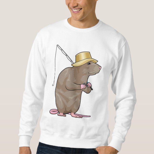 Rat beim Fischen mit Angelrute Sweatshirt (Vorderseite)