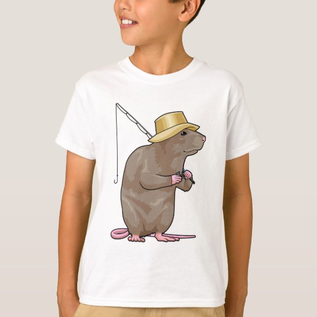 Rat beim Fischen mit Angelrute T-Shirt (Vorderseite)