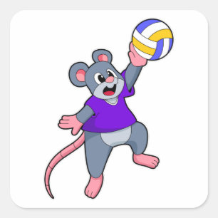 Rat beim Volleyball Sports Quadratischer Aufkleber