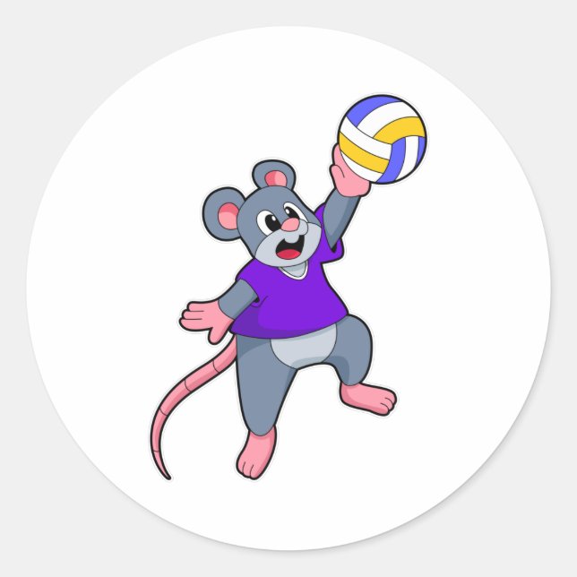 Rat beim Volleyball Sports Runder Aufkleber (Vorderseite)