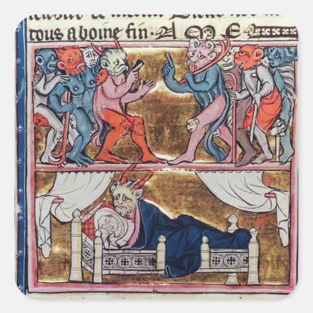 Rat der Dämonen von 'l'Histoire de Merlin' Quadratischer Aufkleber (Vorderseite)