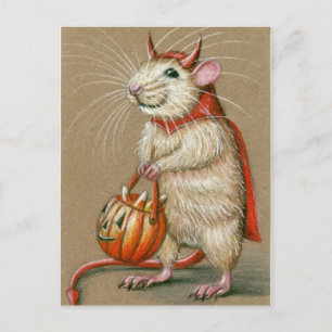 Rat Devil Halloween Postcard Postkarte