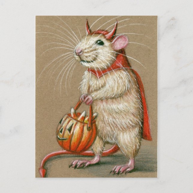 Rat Devil Halloween Postcard Postkarte (Vorderseite)