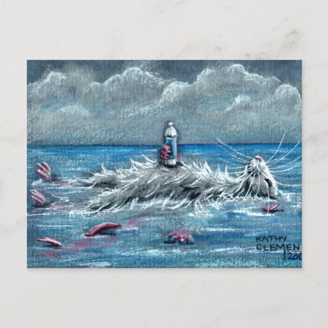 Rat Floating with Drink in Ocean Postcard Postkarte (Vorderseite)