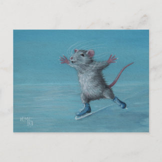 Rat Ice Skaten Blue Skate Postkarte