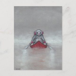 Rat in Boat in Nebel Postkarte