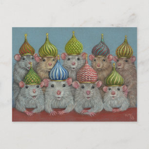 Rat in St. Basil's Zwiebelkuppelhüte Postkarte