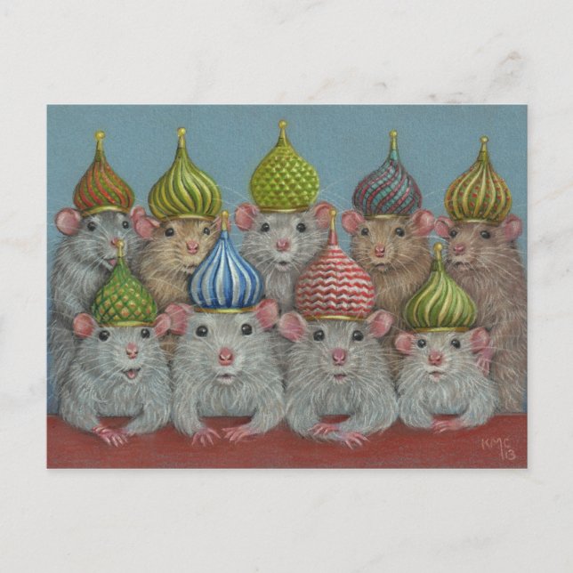 Rat in St. Basil's Zwiebelkuppelhüte Postkarte (Vorderseite)