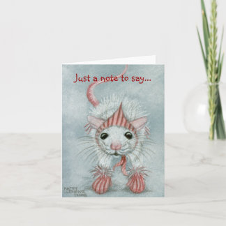 Rat mit Babushka und Mitten, Note Card Karte